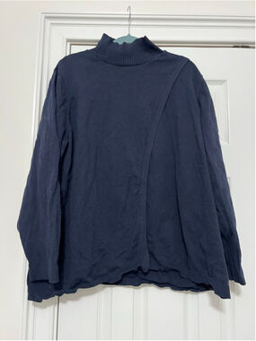 Women's Pure by Ulla Popken Navy Turtleneck Sweater, Plus Size 20/22